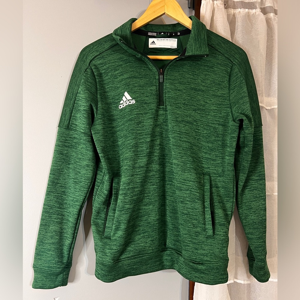 Adidas Climalite 1/4 zip pullover green sweatshirt